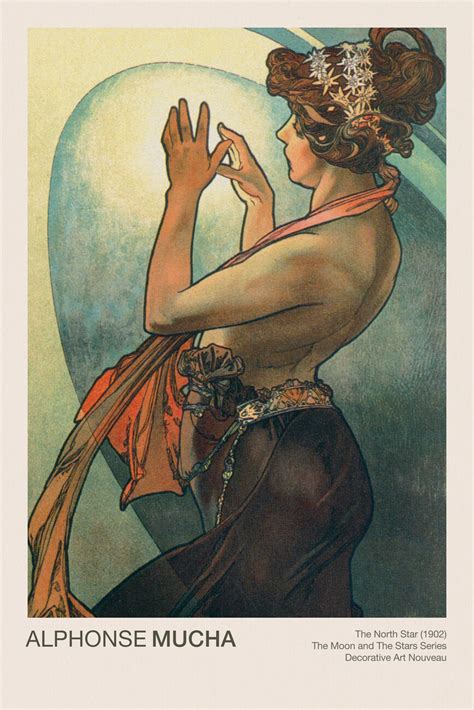 The North Star Celestial Art Nouveau Beautiful Female Portrait