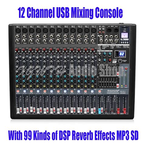 12 Channel Audio Sound Digital Mixer USB MP3 99 DSP Reverb Effects ...