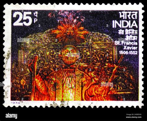 MOSCOW RUSSIA NOVEMBER 4 2021 Postage Stamp Printed In India Shows