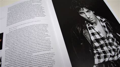 A page from the "360 Sound: The Columbia Records Story" book featuring Bruce Springsteen ...