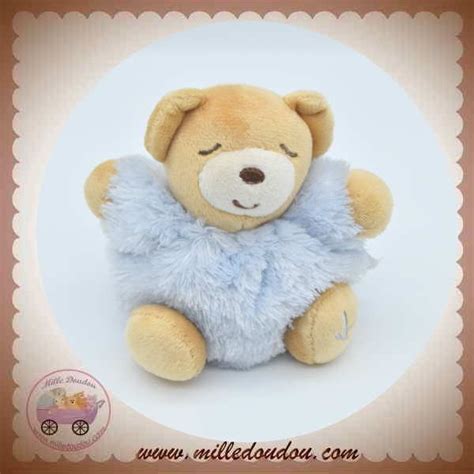 KALOO SOS DOUDOU OURS BEIGE CORPS BOULE BLEU PLUME 10 Cm Boutique