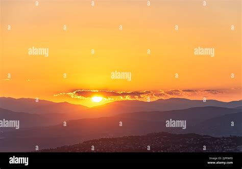 Sunset Sky Over Sarajevo Stock Photo Alamy