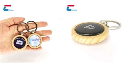 Programmable Wood Rfid Key Tag Nfc Epoxy Keychain Key Fob Wholesale