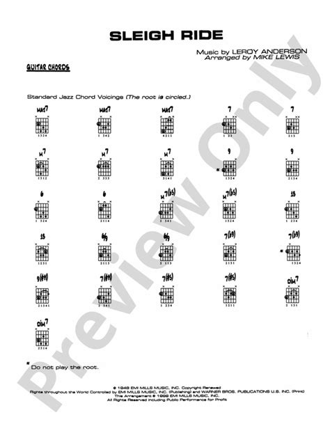 Sleigh Ride: Guitar Chords: Guitar Chords Part - Digital Sheet Music ...