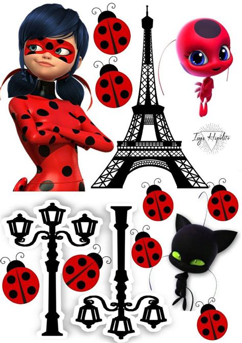 An Image Of A Lady Bug And The Eiffel Tower