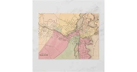 Vintage Map Of Salem Massachusetts 1871 Postcard Zazzle