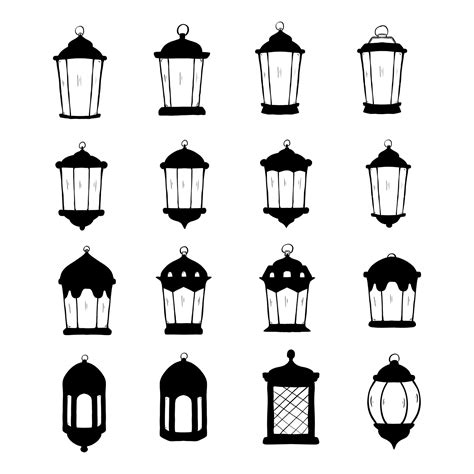 Set Of Silhouette Lanterns Illustration Vector Graphic Design Concept