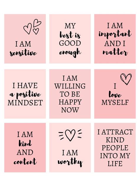 Affirmation Cards Printable Positive Affirmation Cards Self Love