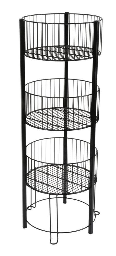 Tiered Basket Floor Stand Metal Standing Wire Retail Bin