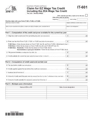 Fillable Online Form It Claim For Ez Wage Tax Credit Including