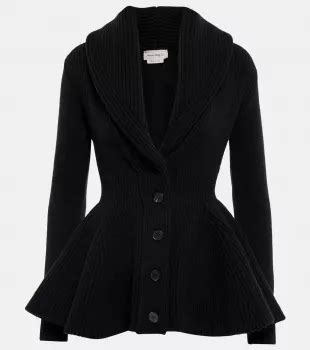 Alexander Mcqueen Peplum Wool Cardigan