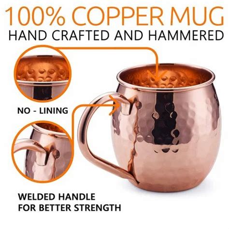 450 Ml Unique Design Of Moscow Mule Solid Copper Mug 18 Oz Copper