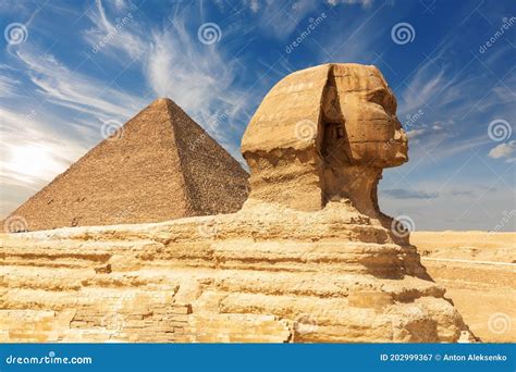 The Great Sphinx And The Pyramid Of Cheops Giza Egypt Stock Image