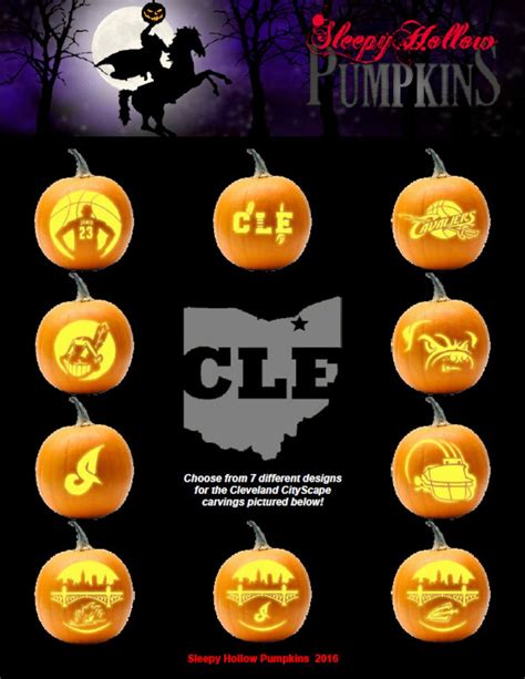 Cleveland Sports Pumpkin Carving Patterns Printable Pdf Etsy