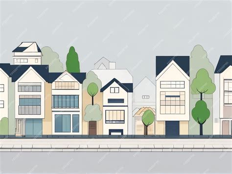 Premium Photo | Modern Street with Various Houses Front View