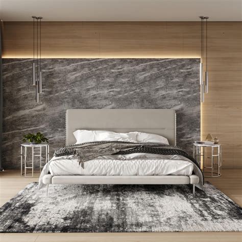 Gray Wood/Fabric King Bedroom Set 5 w/Chest DAPHNE CM7556EK FOA Modern ...