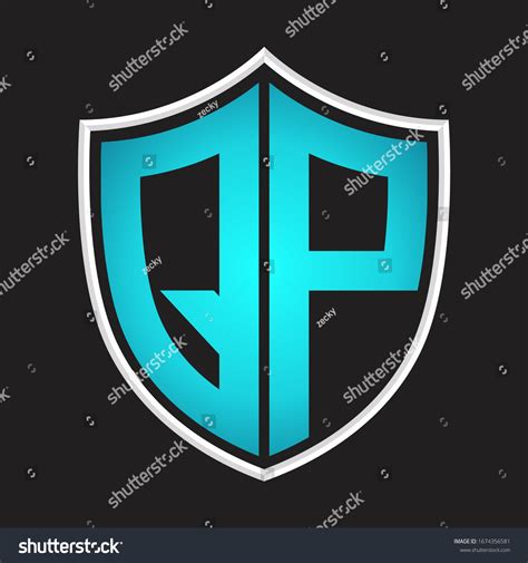 Qp Logo Monogram Shield Shape Isolated Stock Vector Royalty Free