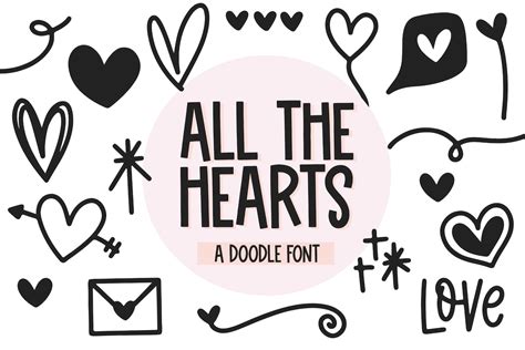 All The Hearts Doodle Font Hearts Font Fonts For Cricut Procreate