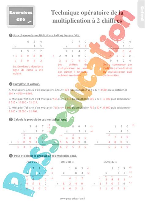 La technique opératoire de la multiplication à 2 chiffres avec les