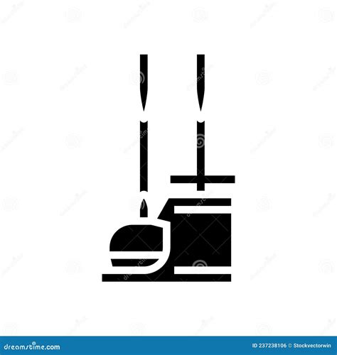 Scoop And Broom For Cleaning Dust Glyph Icon Vector Illustration Stock