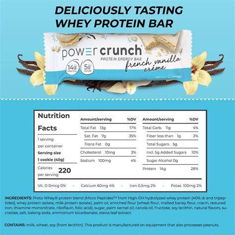 Power Crunch Protein Energy Bar French Vanilla Creme Flavored 40gm 12