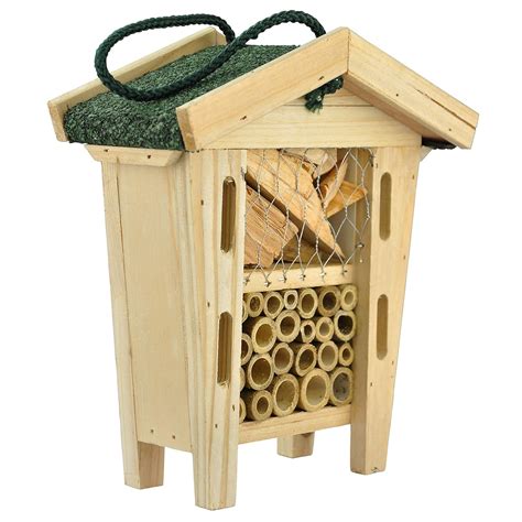 Insect Box Shelter Bee Butterfly House Hotel Habitat Wood Bamboo Tubes