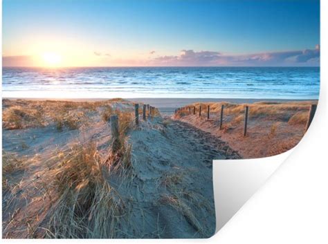 Muurstickers Sticker Folie Strand Zee Zon Duin 80x60 Cm