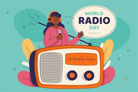 Journée Mondiale De La Radio Dessinée à La Main Vecteur Gratuite