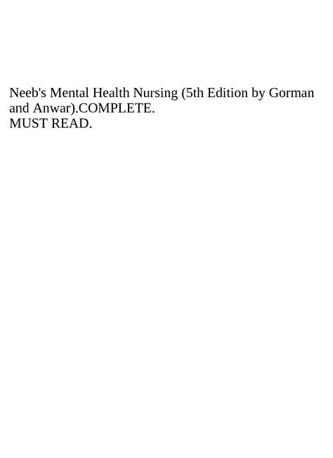 SOLUTION Neeb S Mental Health Nursing 5th Edition C2 Studypool