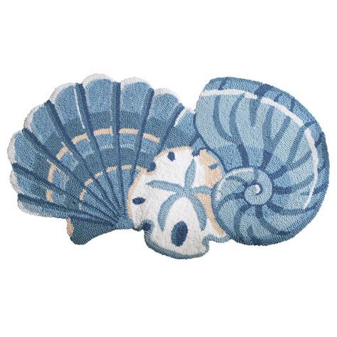 Nautical Rugs Decoration Blue Seashell Home Decor Sea Shell Floor Rug