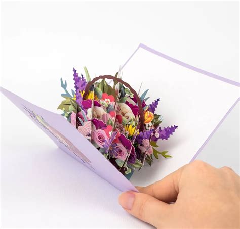 Tarjeta de felicitación Pop Up hecha a mano Flores Balú