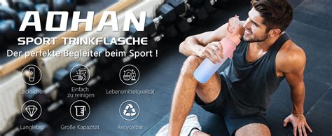 Aohan Trinkflasche L Wasserflasche Bpa Frei Trinkflasche Sport