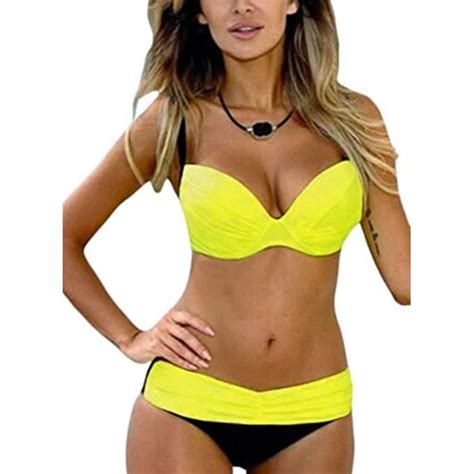 Maillot De Bain Pi Ces Femme Sexy Push Up Bandeau Bikini Torsad