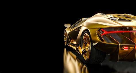 Premium Photo | Gold sports car on black