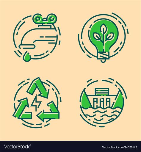 Green Ecology Energy Conservation Icons Royalty Free Vector