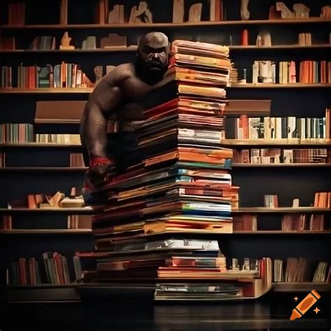 Mark Henry The Wrestler Stacking Books On A Shelf On Craiyon