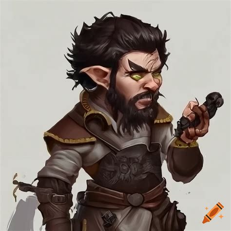 Male Gnome With Short Black Hair And Beard An Artificer In Dungeons