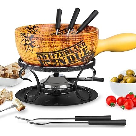 Amazon Artestia 2 11 Quart Cast Iron Fondue Pot Set For Cheese