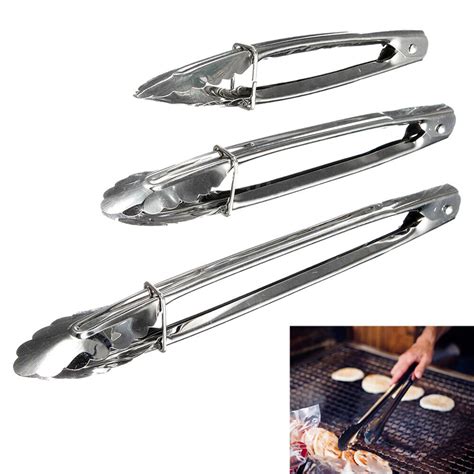 X Stainless Steel Kitchen Tongs Salad Bbq Cooking Heavy Duty Serving