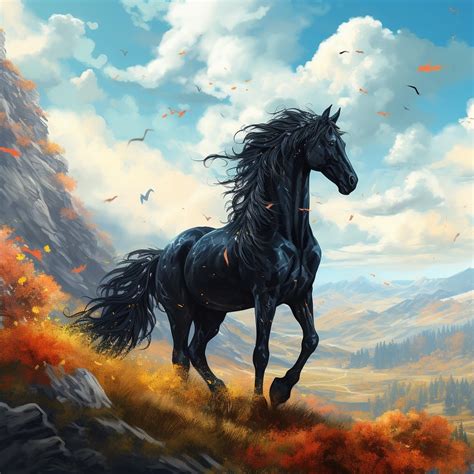 Magnificent Black Horse: Majestic Fantasy Art • PromptDen