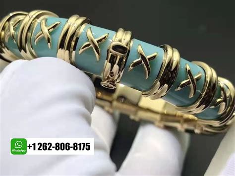 Tiffany And Co Schlumberger Croisillon 18k Yellow Gold Azure Enamel