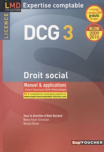 DCG 3 Droit Social De Marie Paule Schneider Livre Decitre