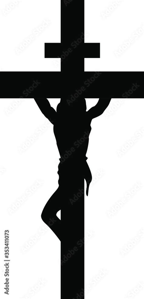 Crucifixion of Jesus silhouette. Jesus on cross silhouette vector ...