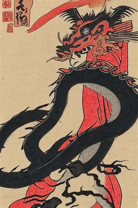 Samurai Dragon In Ukiyo E Style Print Stable Diffusion Openart