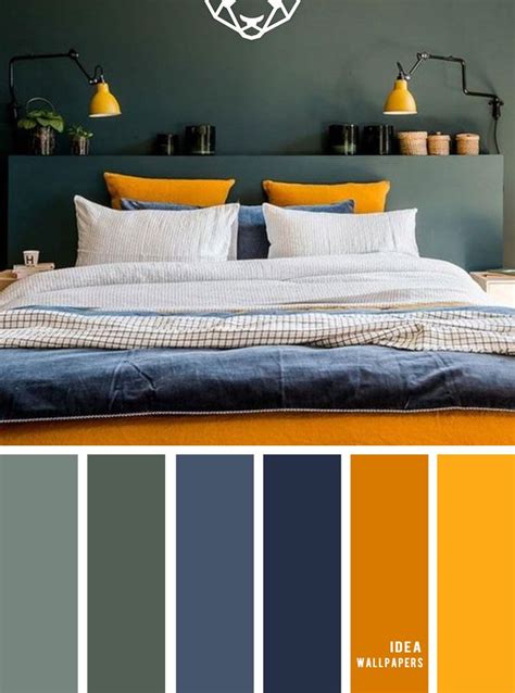 Best Color Schemes For Your Bedroom Green Dark Blue Mustard