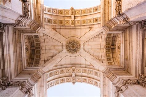 Beautiful Ceiling Of The Triumphal Arch Named Arco Da Rua Augusta In