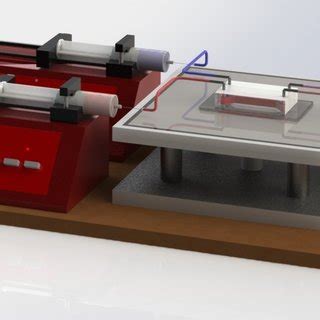 Schematic of the microfluidic mixing experiment. One of the syringe ...