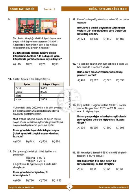 S N F Do Al Say Problemleri Testi Pdf Ndir Matematik Vakti