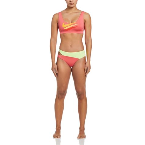 Nike Swimming Icon Swoosh Block Cut Out Bikini Set Sea Coral