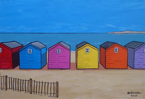 Beach Fencing By Paul Bursnall Painting Acrylic Ink On Canvas